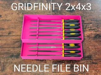 Gridfinity 2x4x3 Stackable Needle File Storage