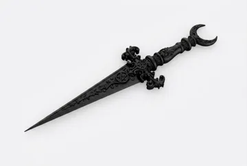 Estante o repisa: Goth Moon Pentacle Ornate Athame Dagger Decor — vista de referencia 4