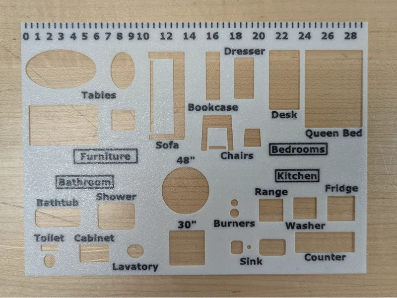 Simple Floor Plan Stencil 1/4" = 1'