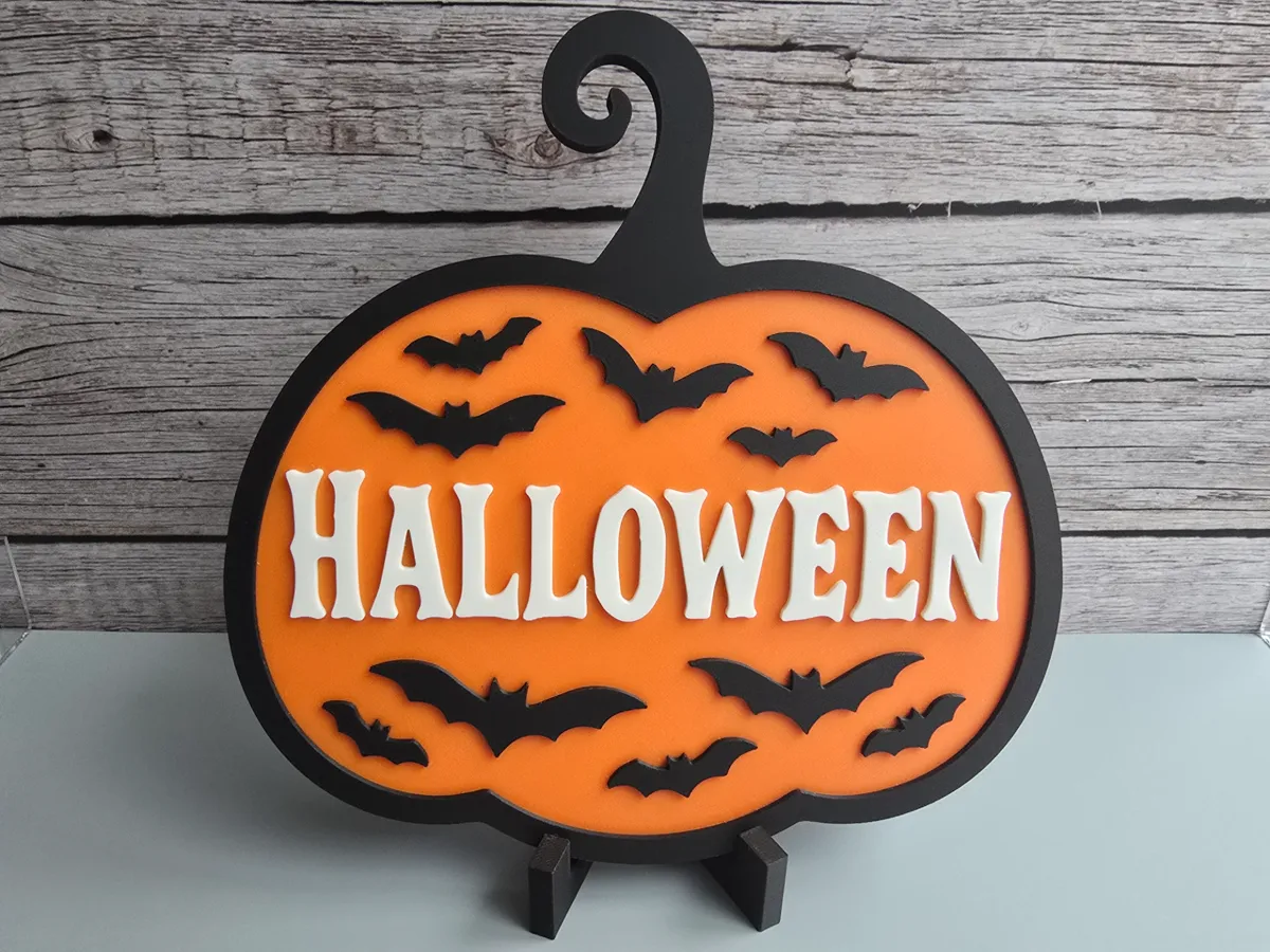 Halloween Pumpkin Sign - Free 3D Print Model - MakerWorld