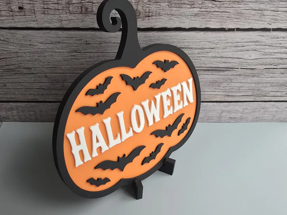 Halloween Pumpkin Sign - Free 3D Print Model - MakerWorld