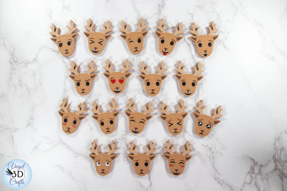 Reindeer Emoji Magnets - Free 3D Print Model - MakerWorld