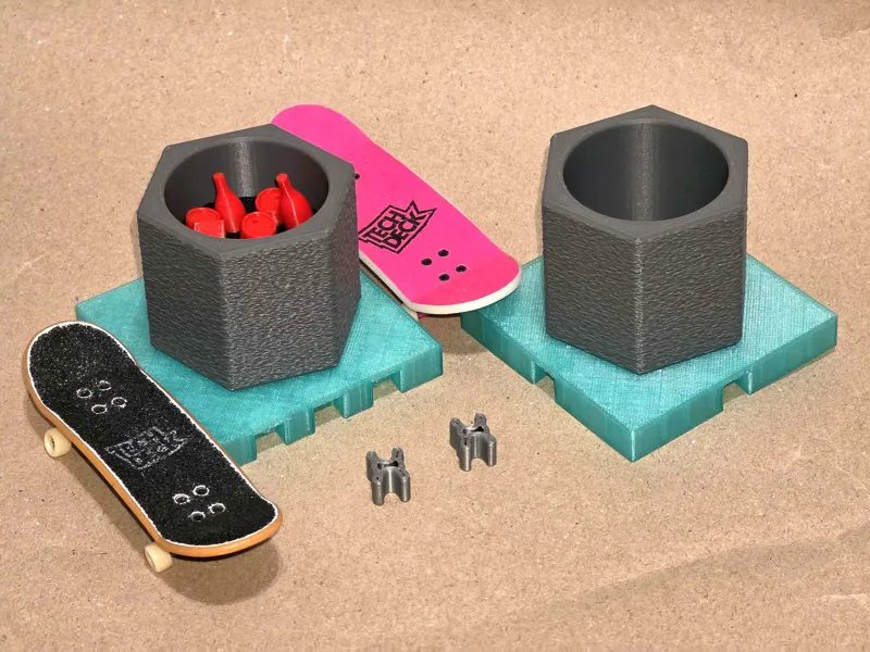 Fingerboard Trash Can, Bench and Rail - Modular