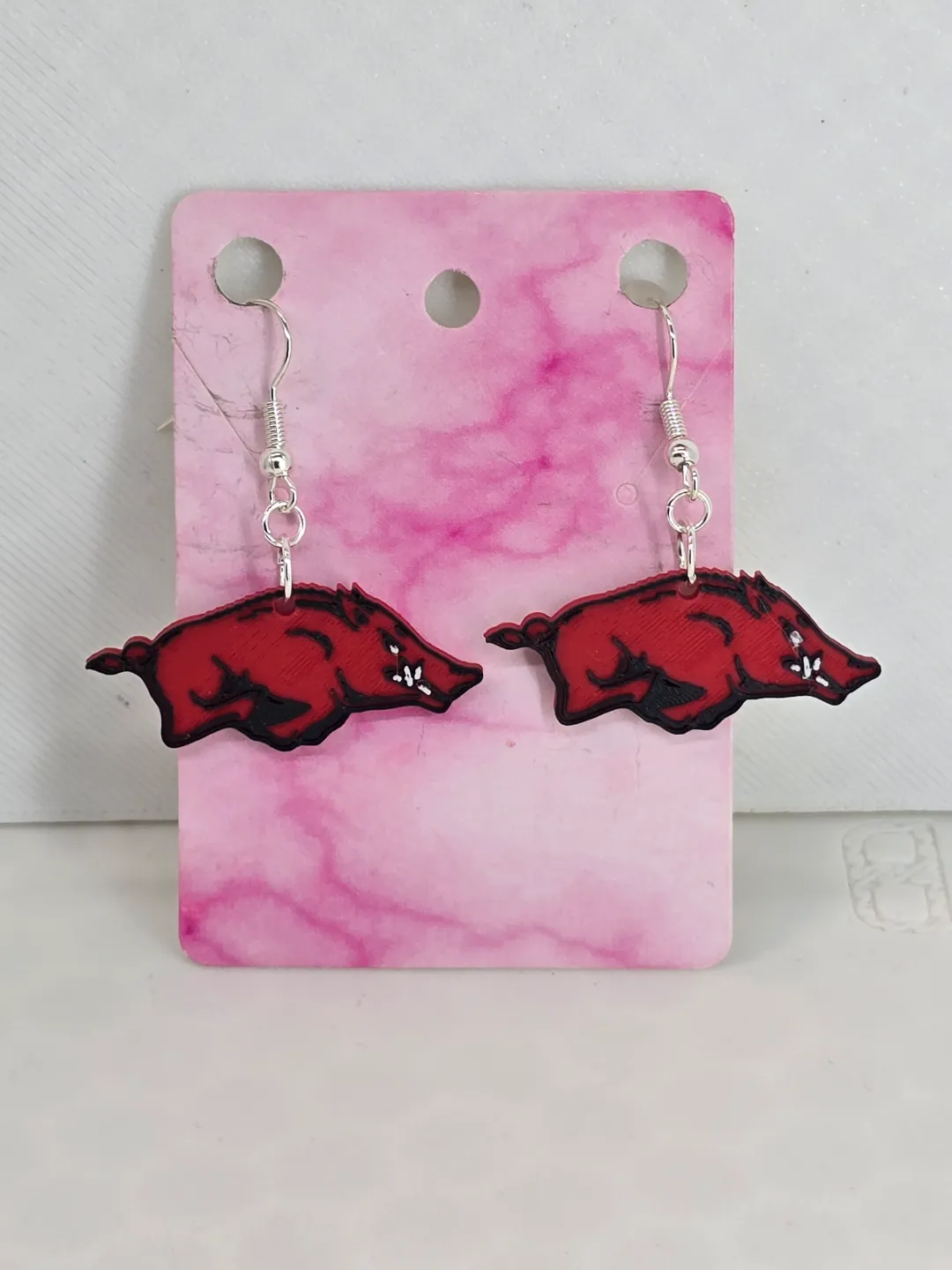 Arkansas Razorback Earrings Layered view 4