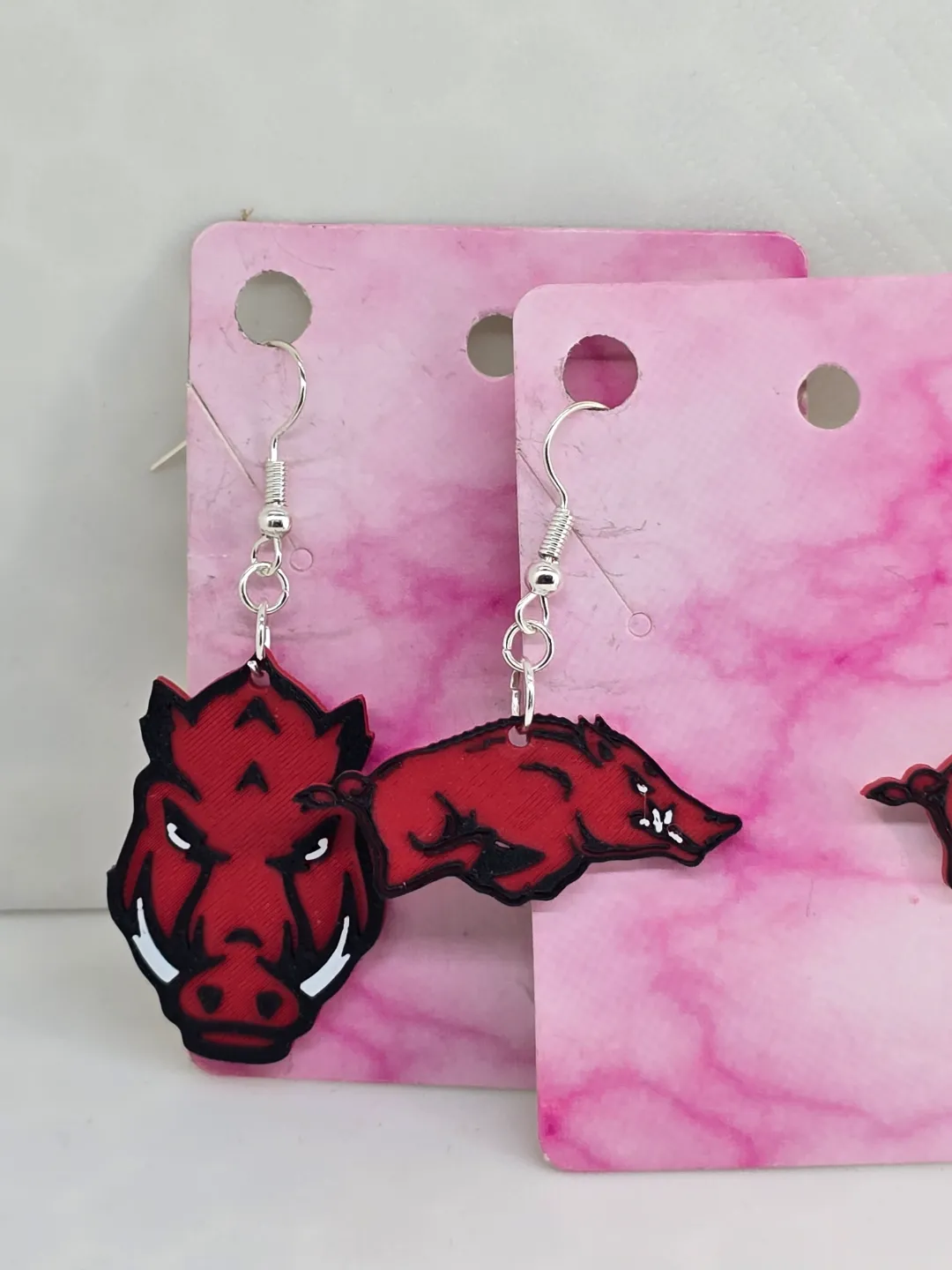 Arkansas Razorback Earrings Layered view 2
