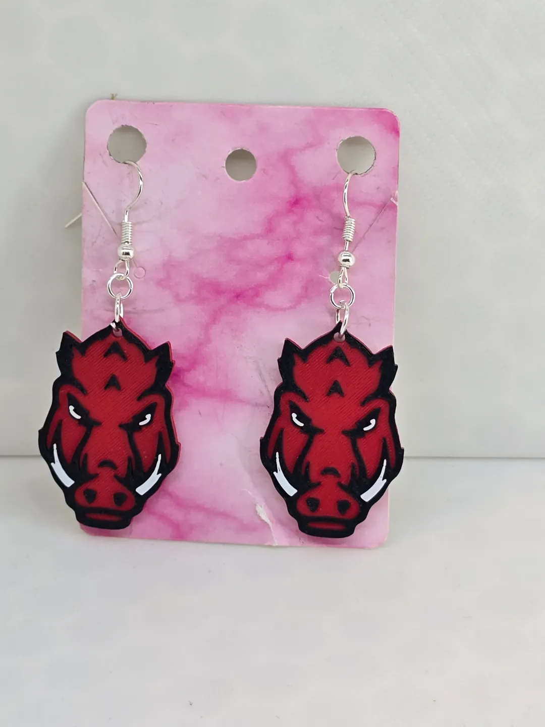 Arkansas Razorback Earrings Layered view 3