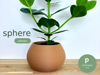 Sphere Planter | Ribbed Bulge Pot