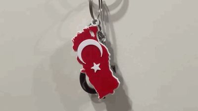 Turkey Star and Crescent Keychain | Turkey Map Keychain