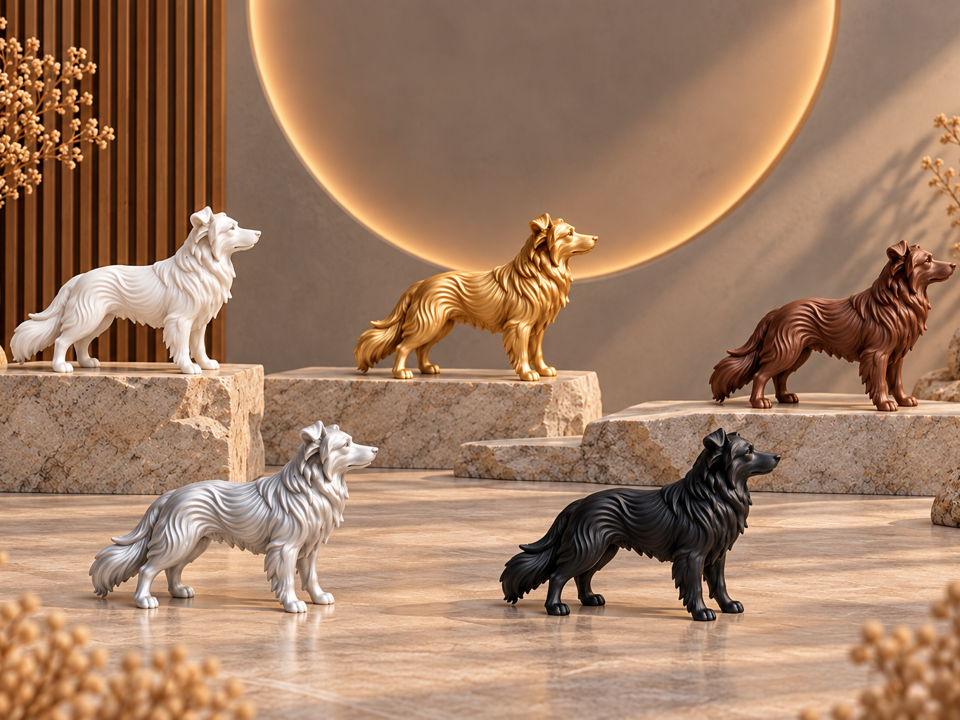 Japandi Border Collie Sculpture 3D model by Styllusak