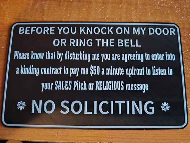 No Soliciting contract sign