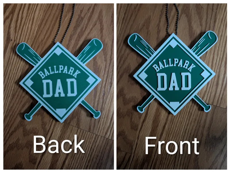 2 sided Ball Park Dad necklace pendant.