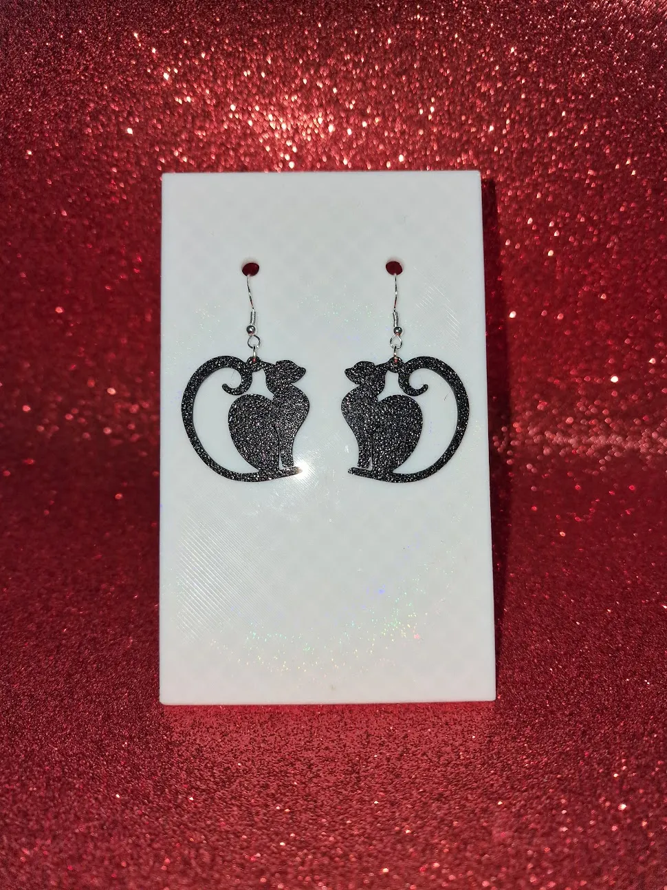 Dark cat earrings view 2