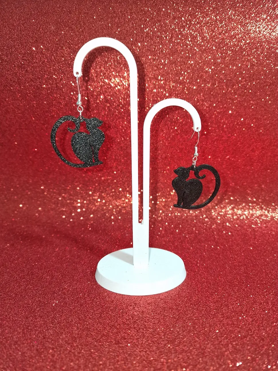 Dark cat earrings view 3