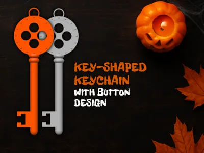 Key-Shaped Keychain with Button Design