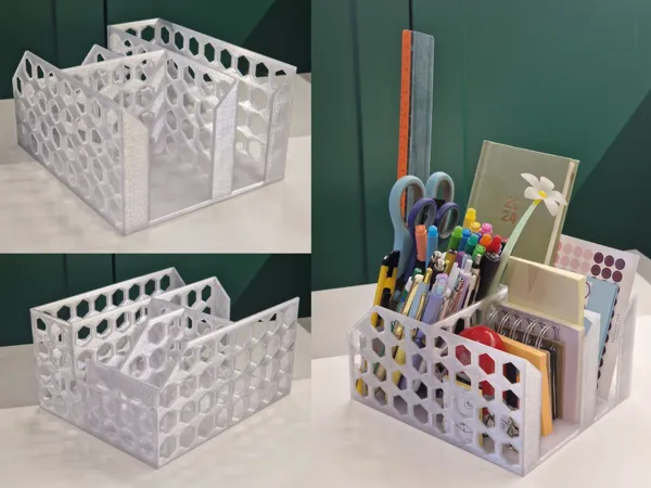 Organiseur de bureau porte-stylos hexagonal