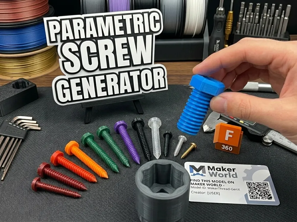 Parametric 3D Printable Screw Generator - Free 3D Print Model - MakerWorld