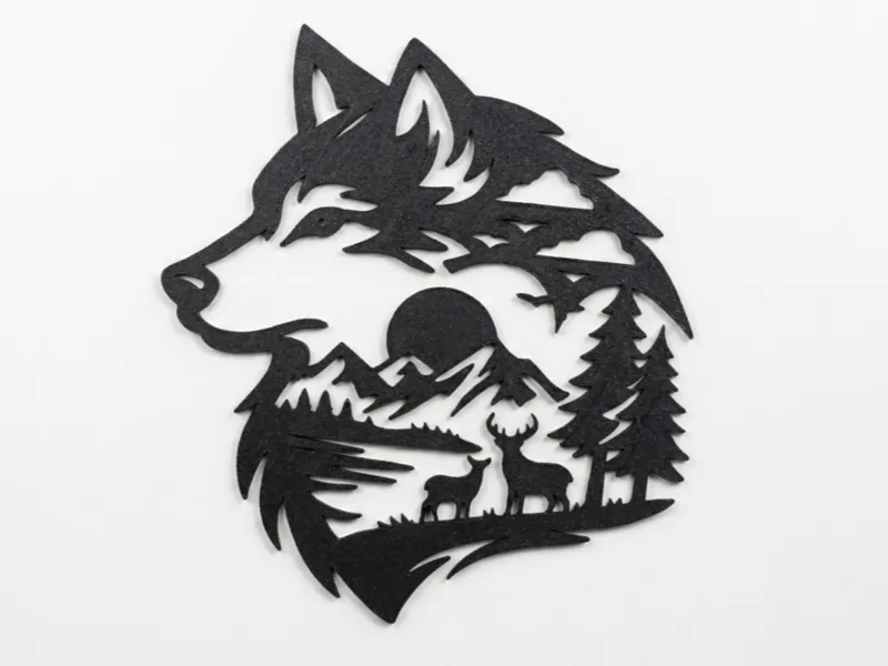 Wolf Wilderness Silhouette - Double Exposure Art