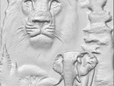 lion and elephant relief daft 