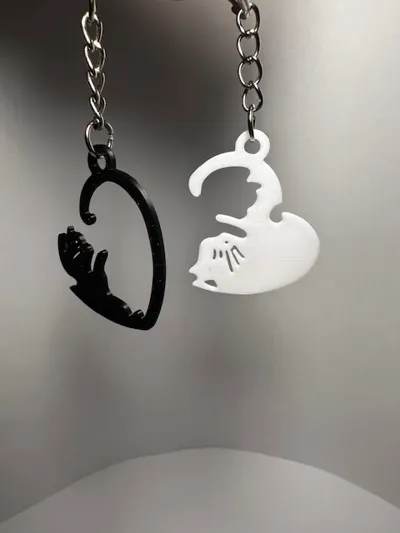 Kitty Heart Interlocking Keychain/necklace by Cjwelcome - MakerWorld