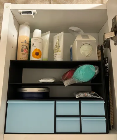 Bathroom cabinet inlay with Trays