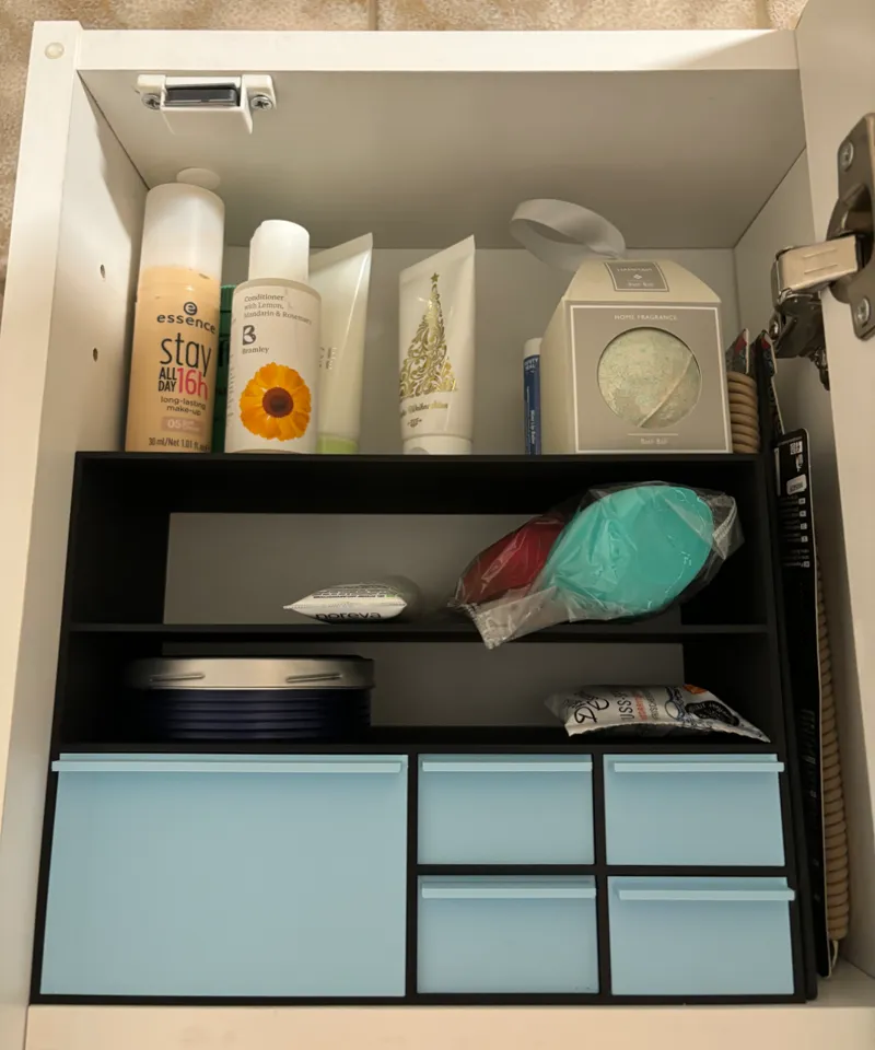Bathroom cabinet inlay with Trays