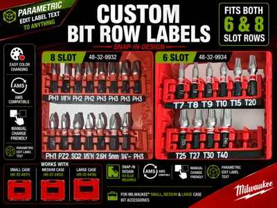 Milwaukee Snap-In Bit Row Labels (6 & 8 Slot)