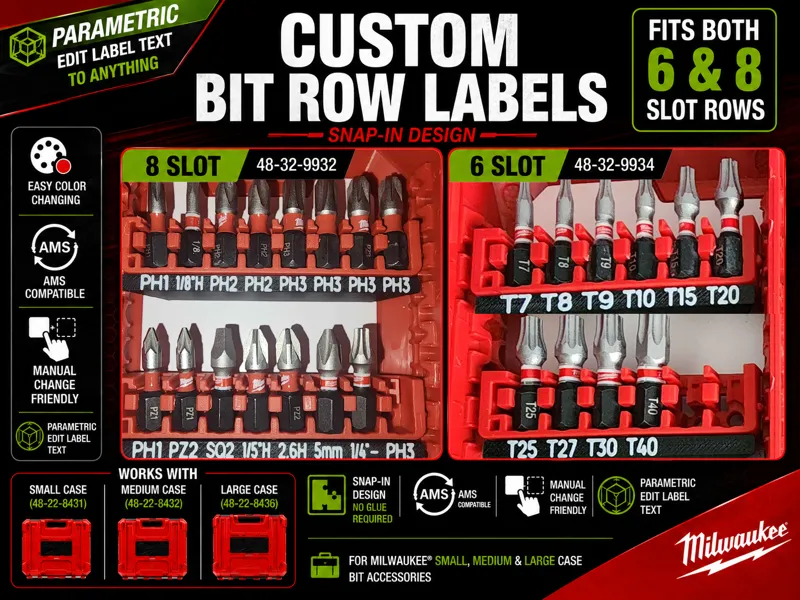 Milwaukee Snap-In Bit Row Labels (6 & 8 Slot)