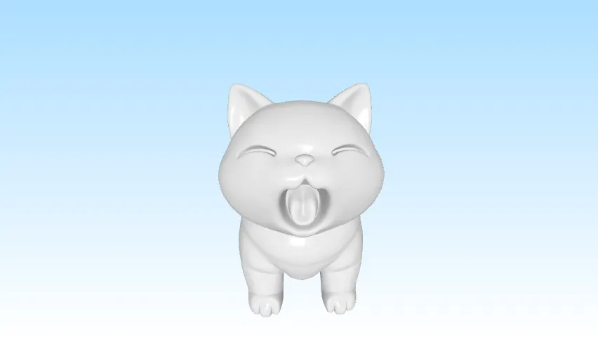 Yawning Cat – Chubby Chibi Figurine view 2