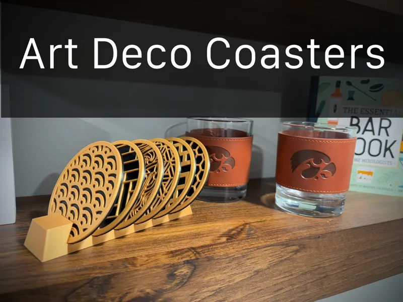 Art Deco Coasters with Holder (No AMS Required)