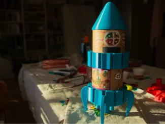 DIY Upcycled Cardboard Spool ROCKET!