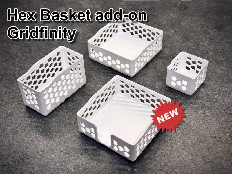 Hex Bin gridfinity add-on - parametric