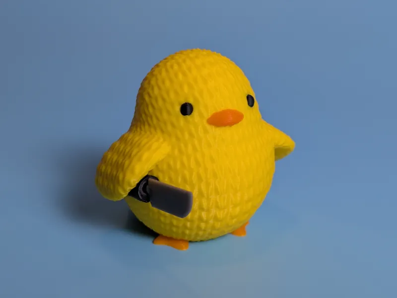 Cute Knitted Meme Duck / Chick With Knife 