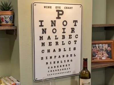 Funny Wine Lover's Eye Chart Sign Love Vino