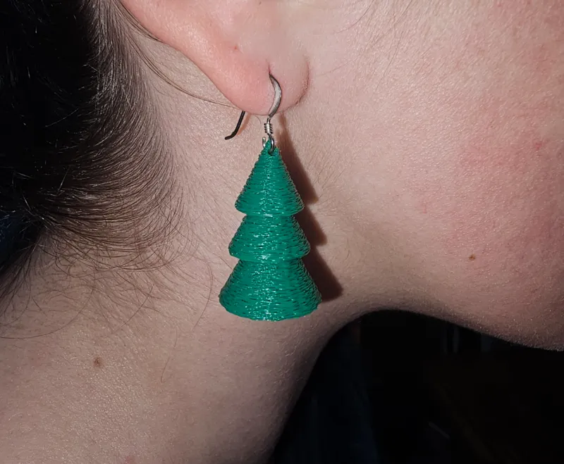 Cute Christmas Tree Earrings! Fuzzy Skin!