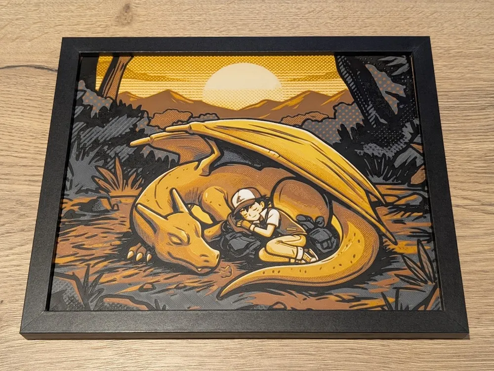 Charizard & Ash Hueforge 10x8 Large - Free 3D Print Model - MakerWorld