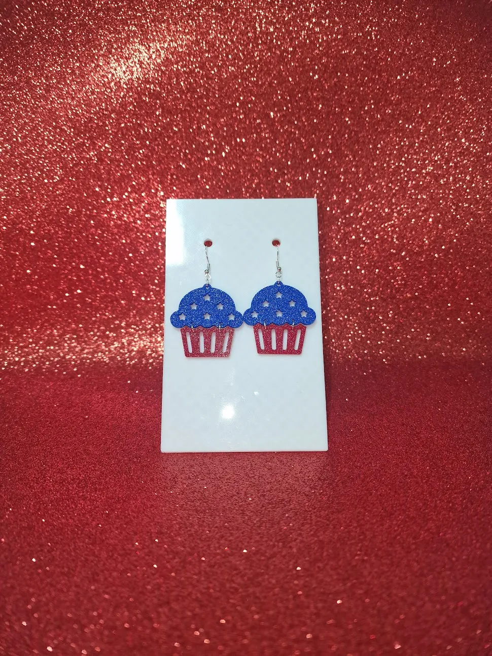 Independence day cupcake earrings view 2