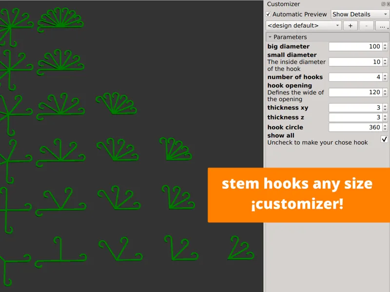 Customizable Plant Stem Hooks