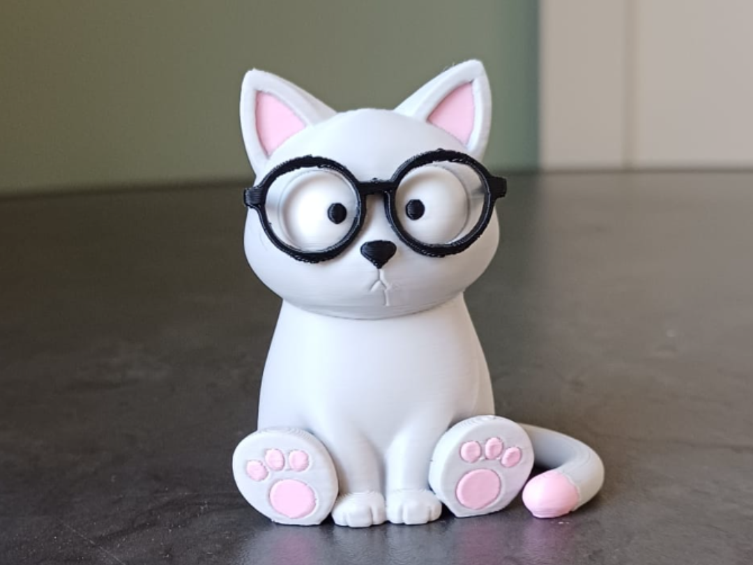 Cute Nerdy Cat – Sitting Kitty with Glasses
