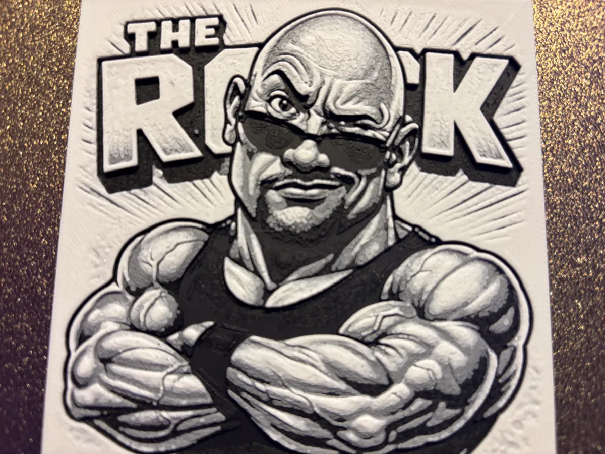 Dwayne The Rock Johnson WWE Cartoon Hueforge - Free 3D Print Model ...