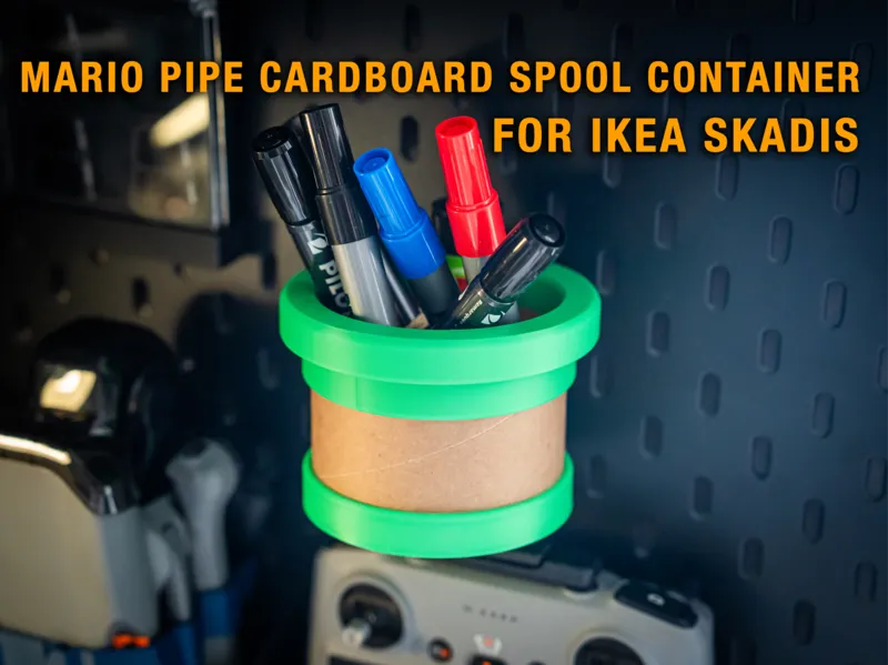 Ikea Skadis Mario cardboard spool pipe container