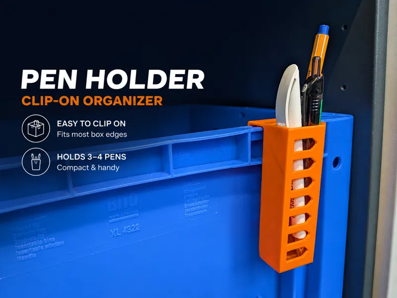 Clip-On Pen Holder for Storage Boxes (17 mm Edge)