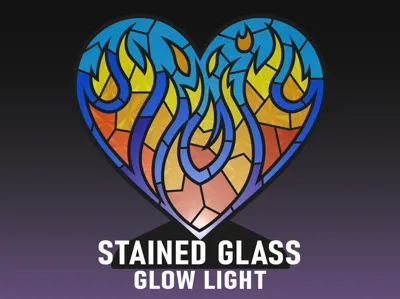 Fiery Heart Stained Glass Glow Light