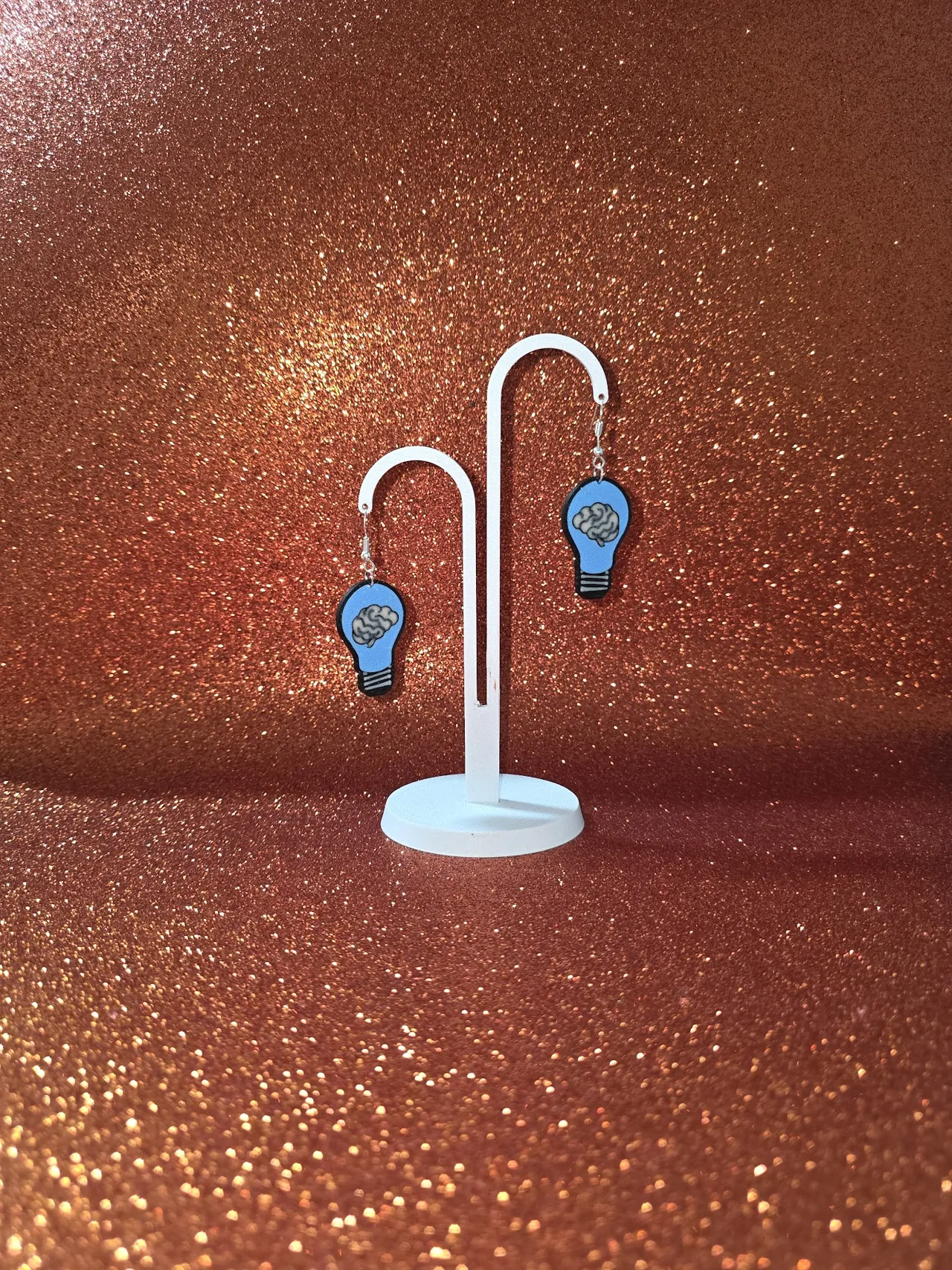 Brain in a bulb earrings view 3