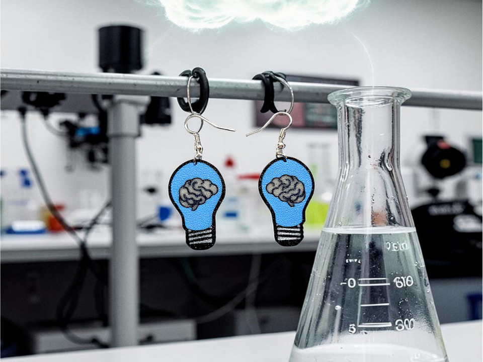 Brain in a bulb earrings