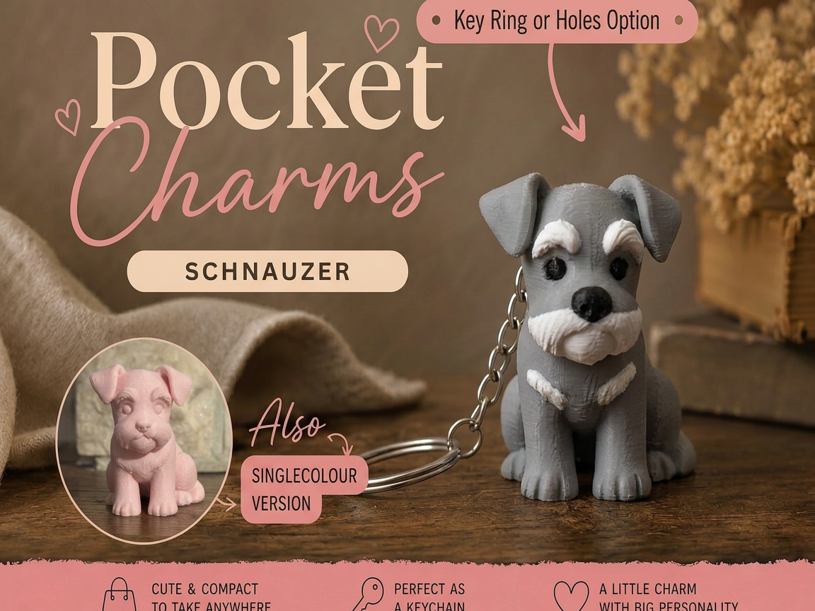 Schnauzer Keychain Pocket Charms