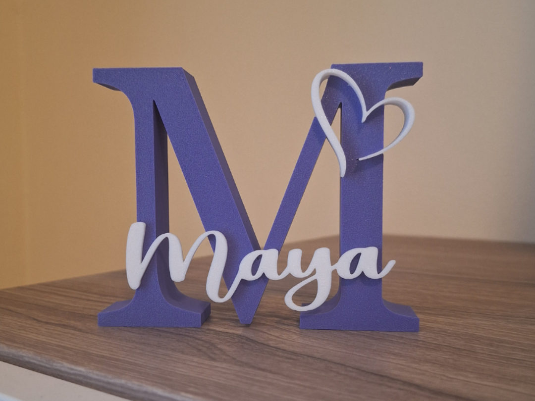 Maya, lettera M con nome, no ams