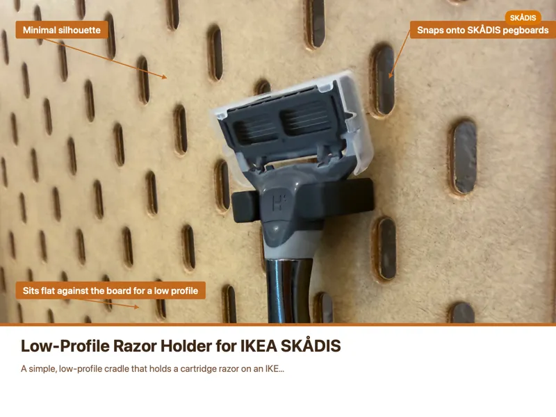 Low-Profile Razor Holder for IKEA SKÅDIS