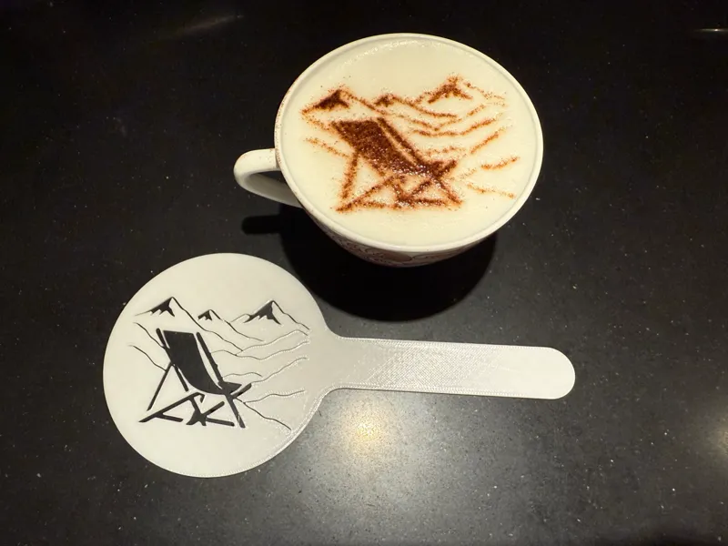 Cappuccino Latte Art portable chair with mountain