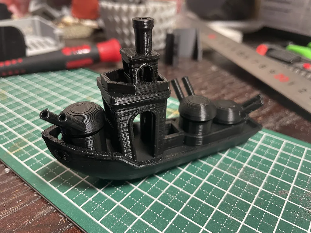 Battle Ship Benchy with rotating turret view 2