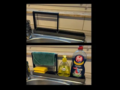 Sink organizer for rags, dish soap, soap